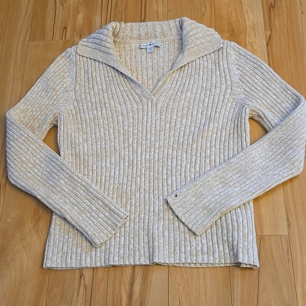 Tommy Hilfiger Pull Over Long Sleeve Sailor Collar Tan/Light Brown Sweater XL